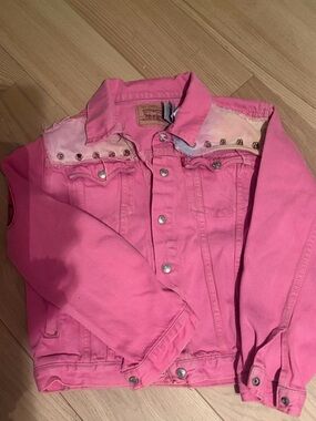Levi's Pink Girls' Denim Jacket with Stud Accents